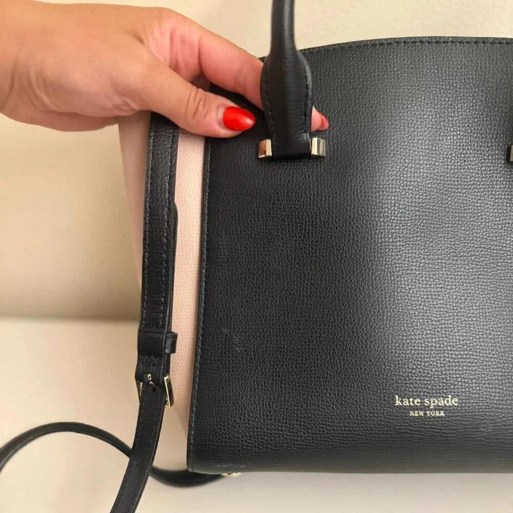Kate Spade New York Sydney Satchel Crossbody Black Pink Gold Medium Tote